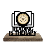 Reading is Therapy Black Table Clock