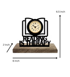 Reading is Therapy Black Table Clock