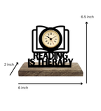 Reading is Therapy Black Table Clock
