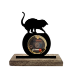 Cat Fishing Black Table Clock