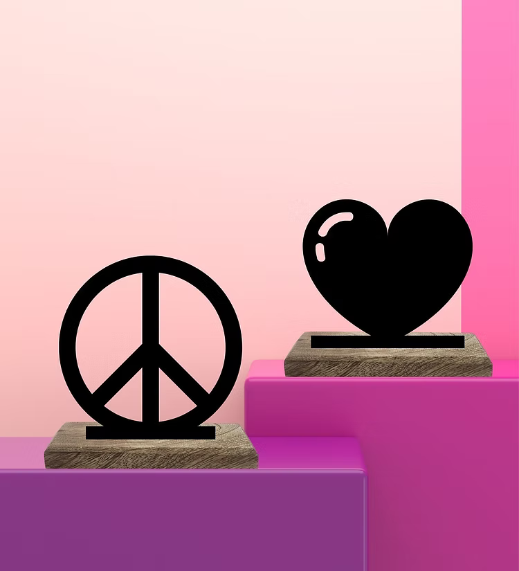 Heart and Peace Set of 2 Table Décor