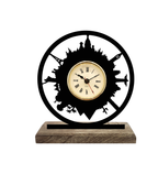 Around the World Black Table Clock