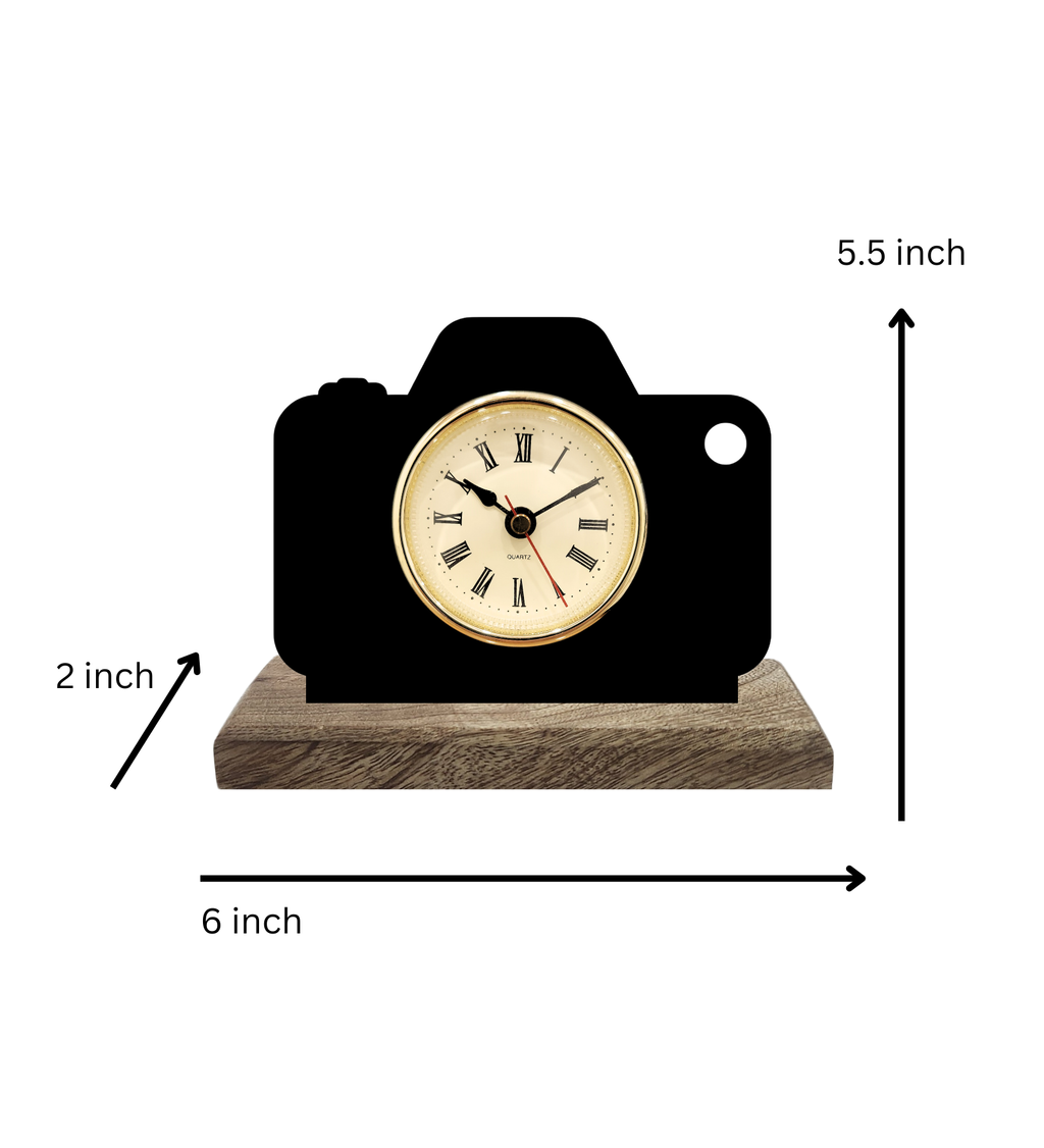 Photographer Camera Black Table Clock