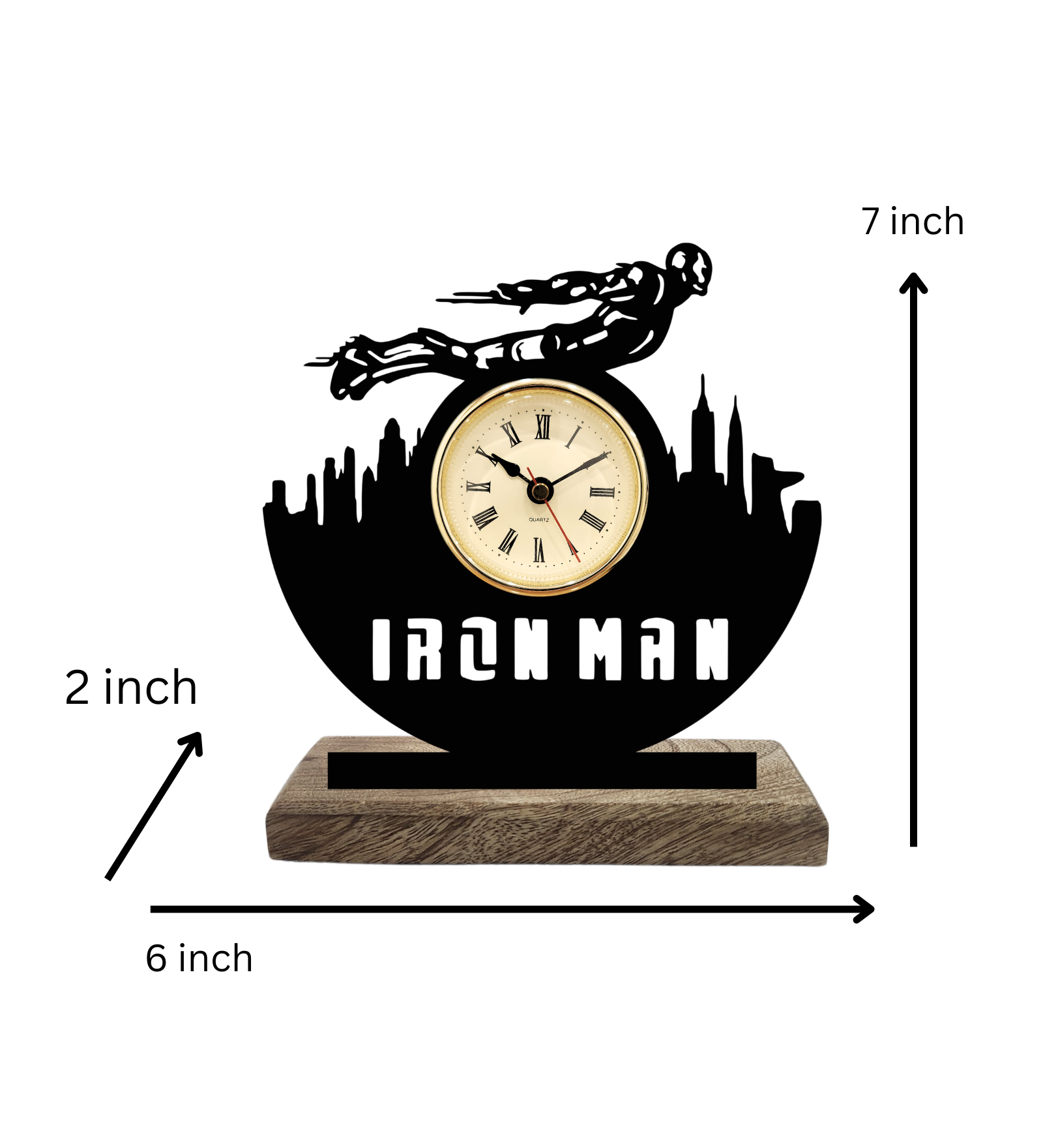 Iron Man Marvel Black Table Clock