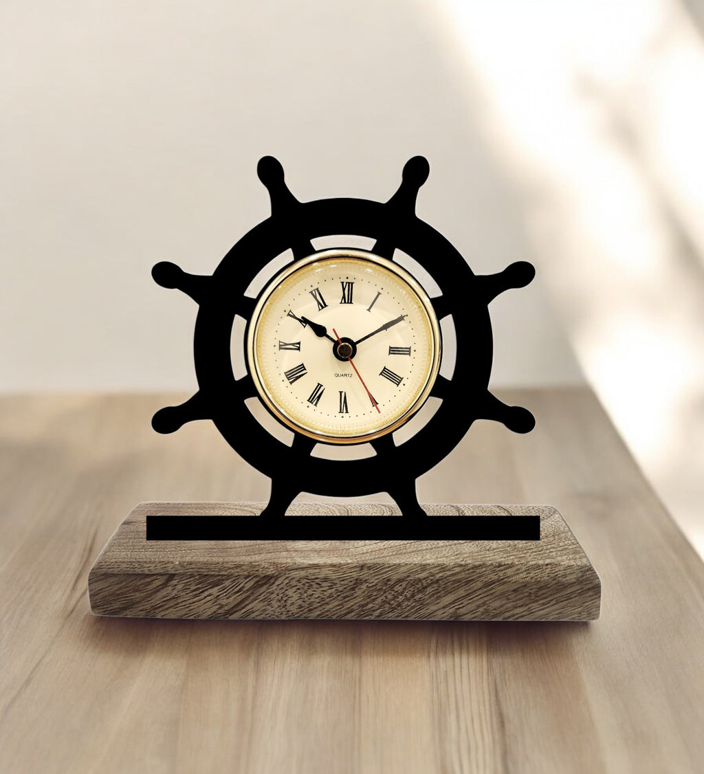 Dharmachakra Black Table Clock