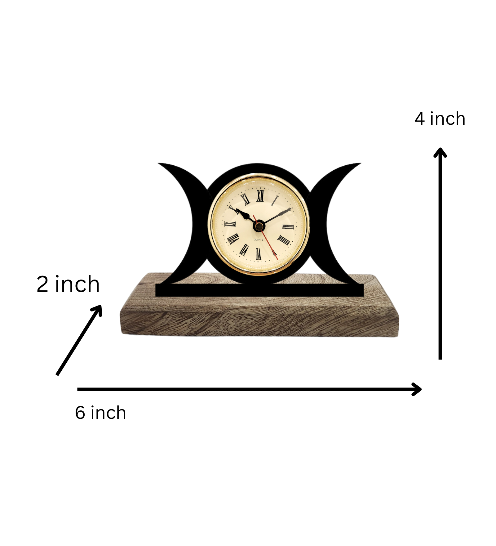 Moon Phases Black Table Clock