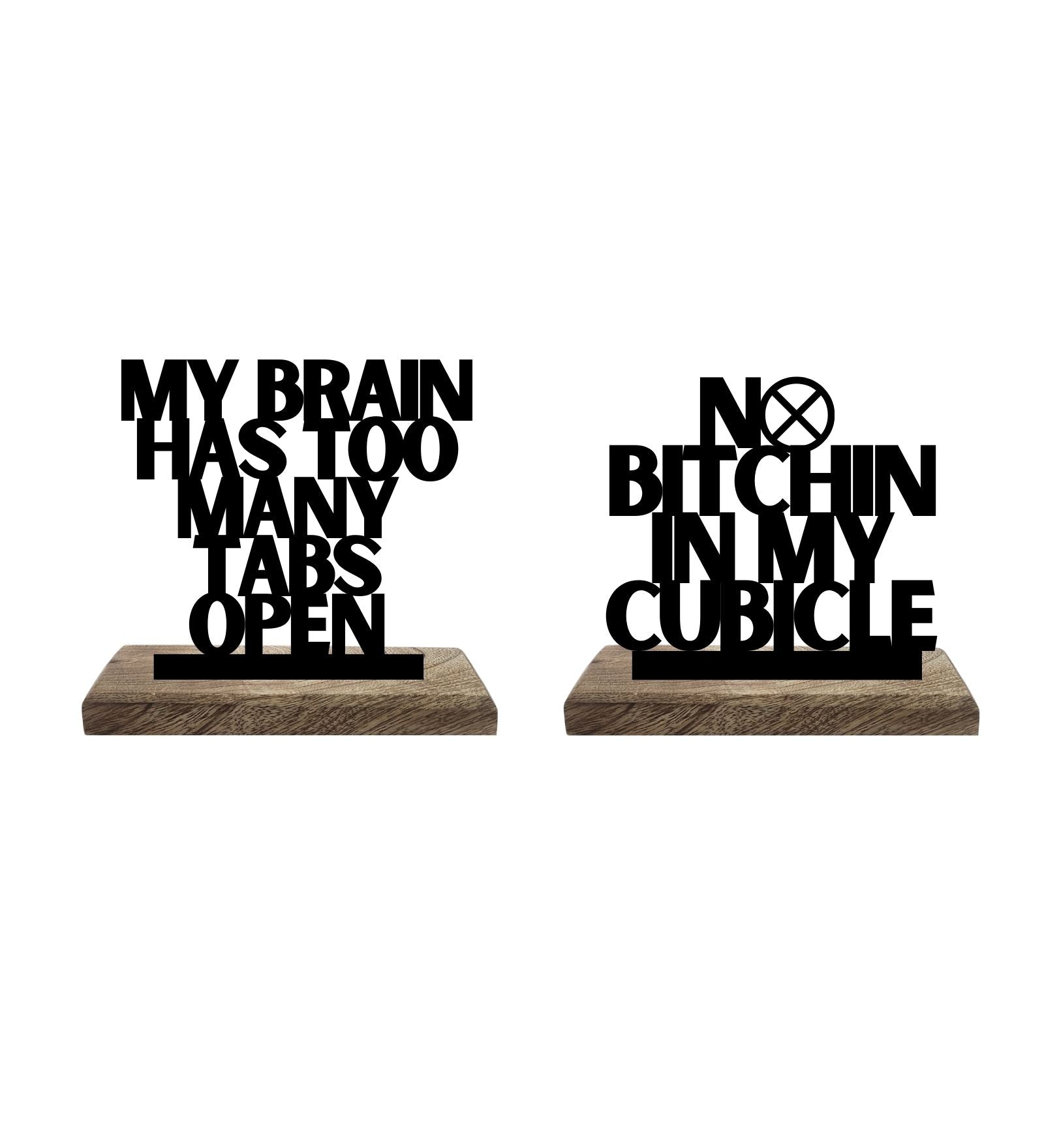 Quiet Cubicle, Busy Brain Set of 2 Table Décor