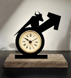 Bull Stock Market Black Table Clock