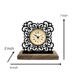 Flower Border Black Table Clock