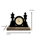Chess King and Queen Black Table Clock