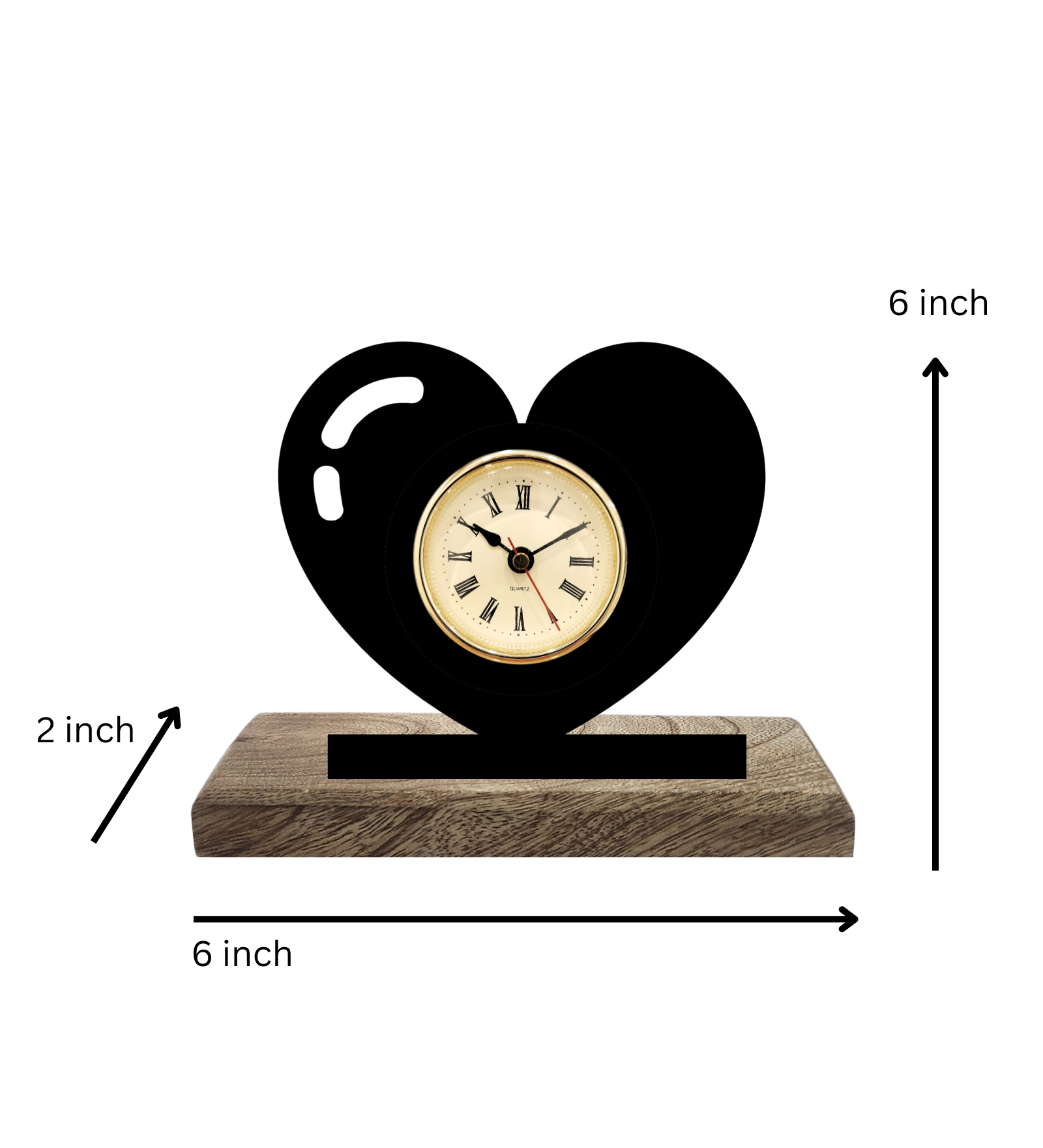 Heart Black Table Clock