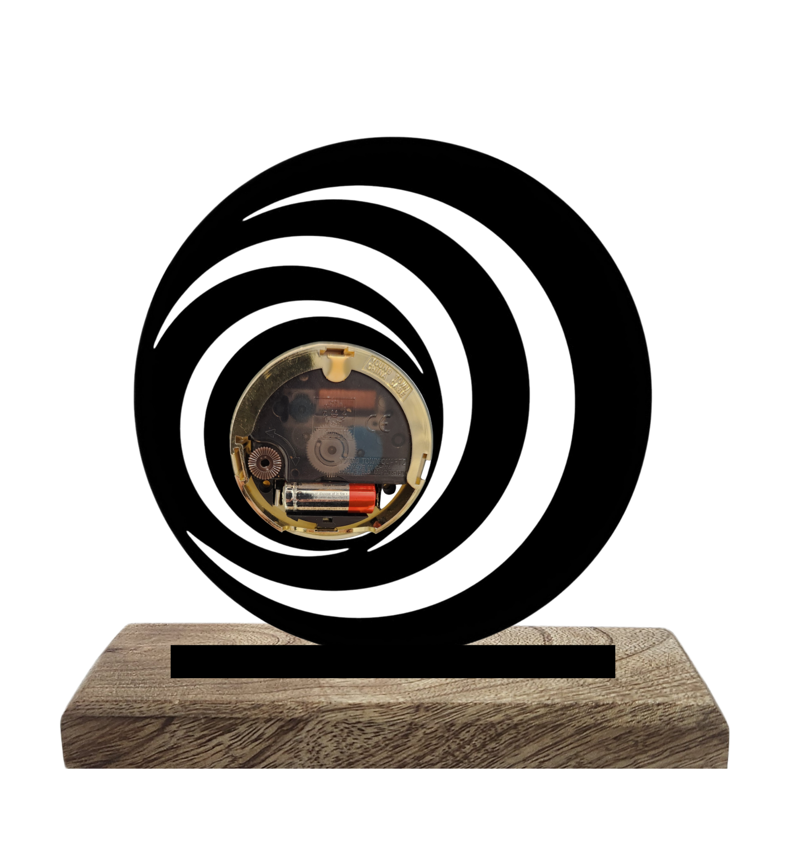 Spiral Vortex Black Table Clock