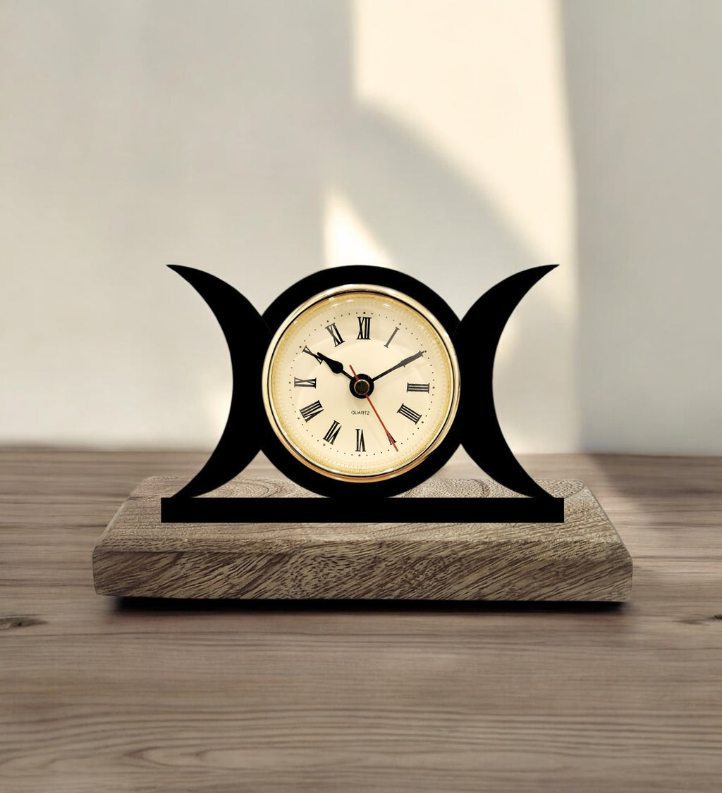 Moon Phases Black Table Clock