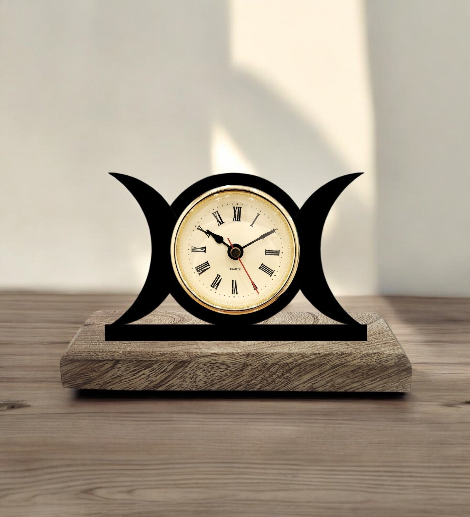 Moon Phases Black Table Clock