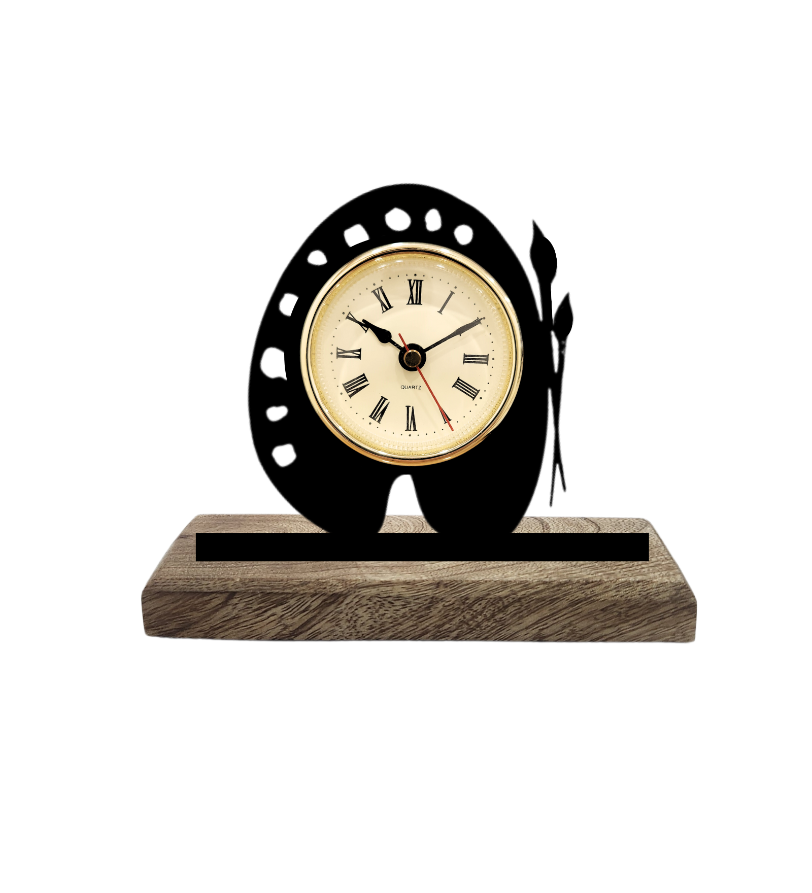 Artist Palette Black Table Clock
