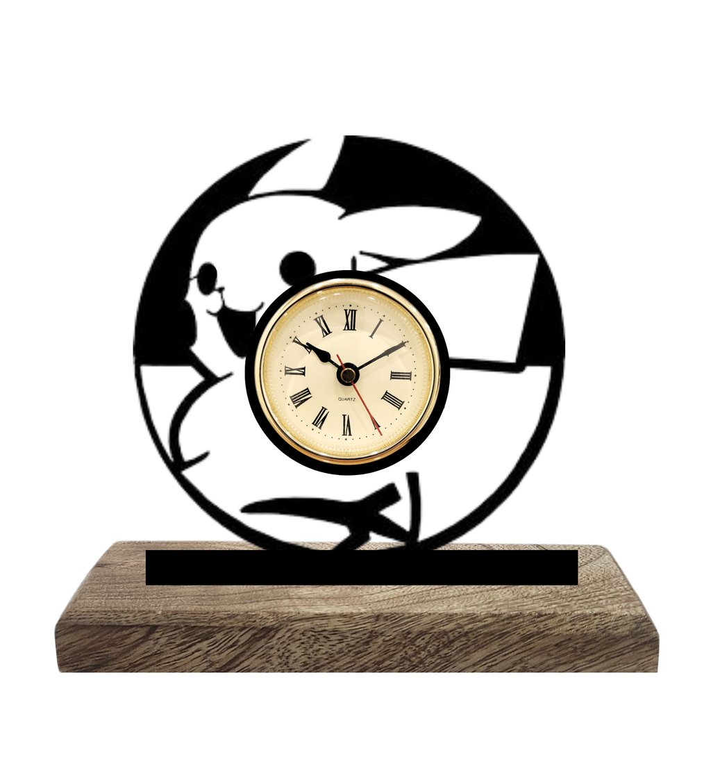 Pikachu Pokemon Black Table Clock
