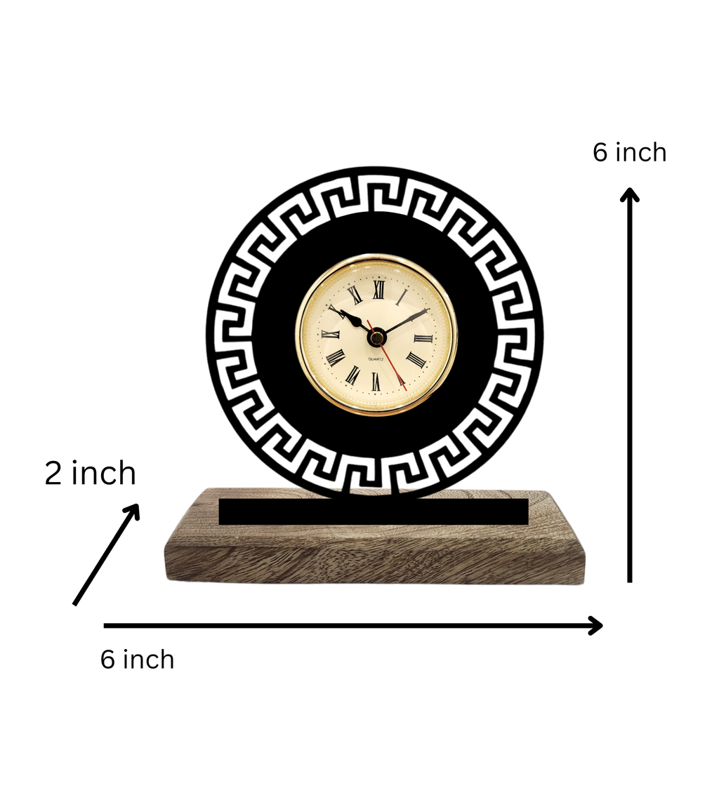 Round Geometric Black Table Clock