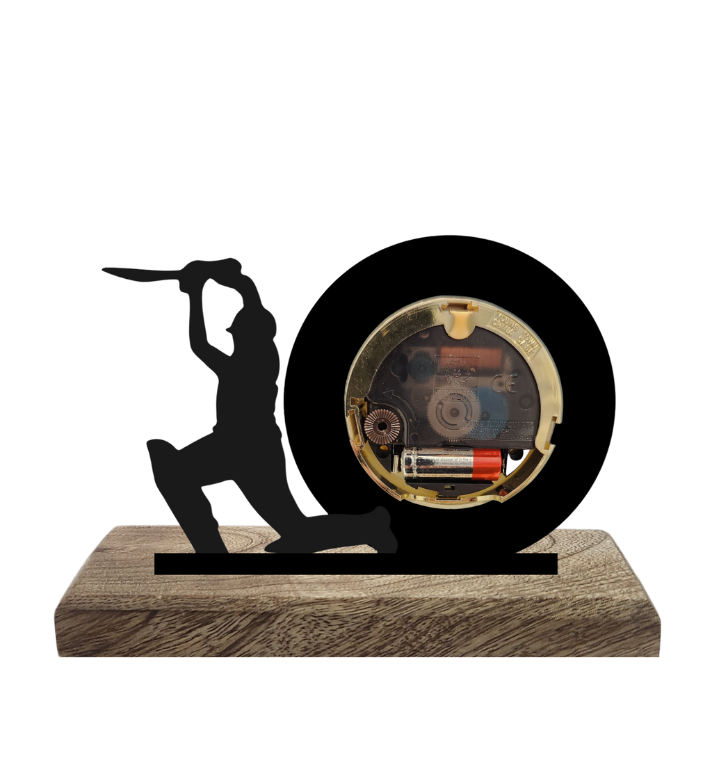 Cricketer Black Table Clock