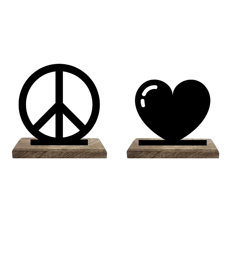 Heart and Peace Set of 2 Table Décor