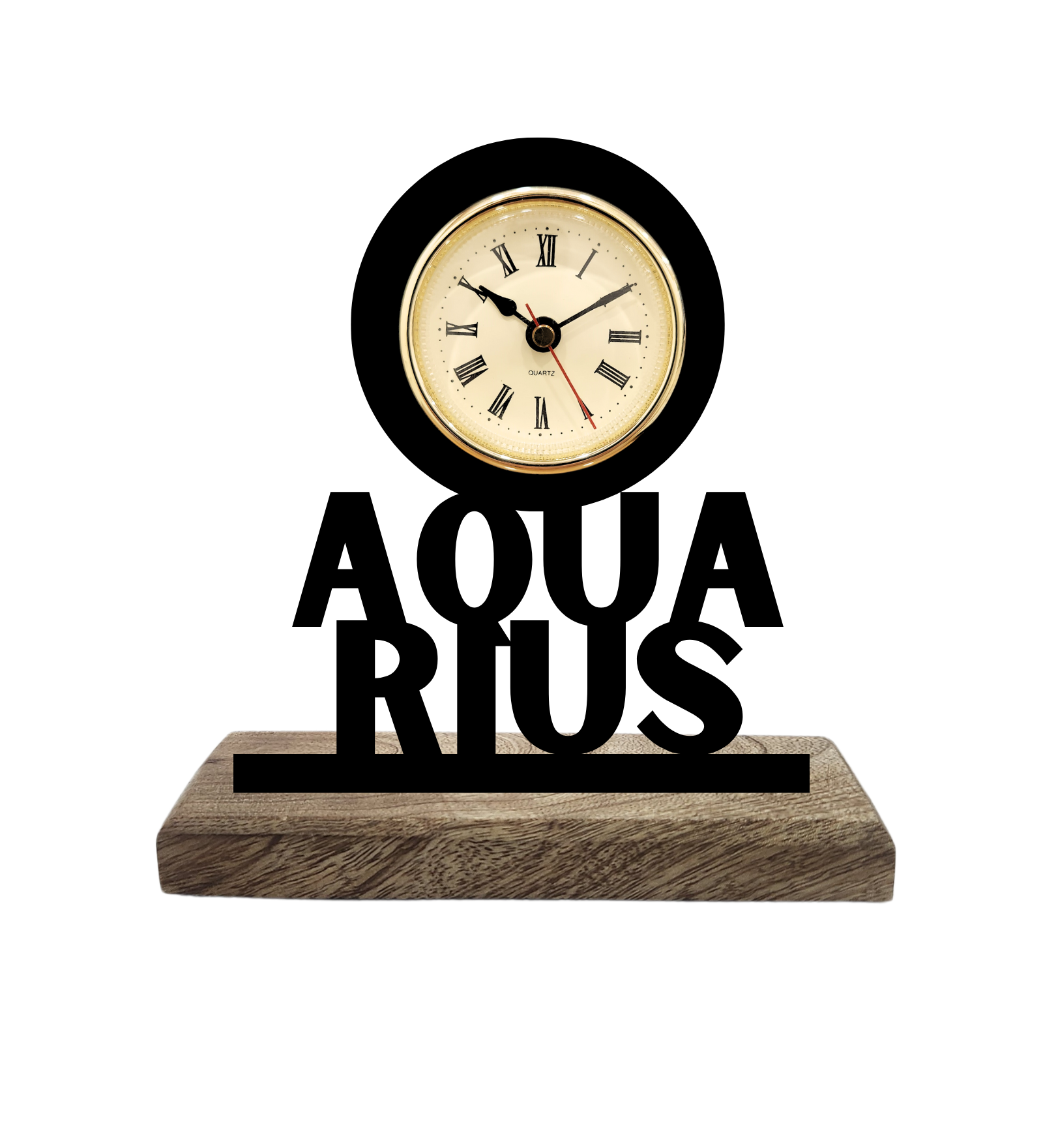 Aquarius Sun Sign Black Table Clock
