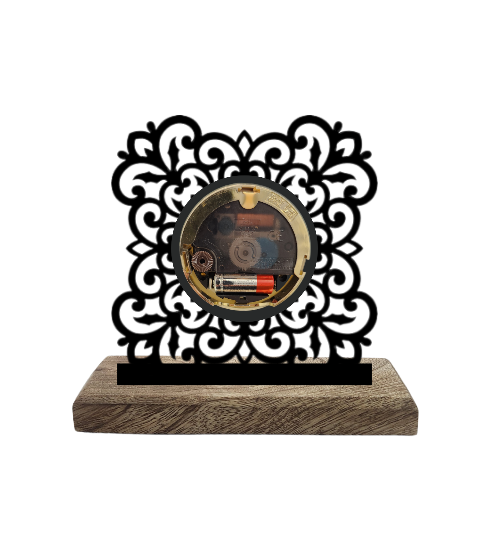 Flower Border Black Table Clock
