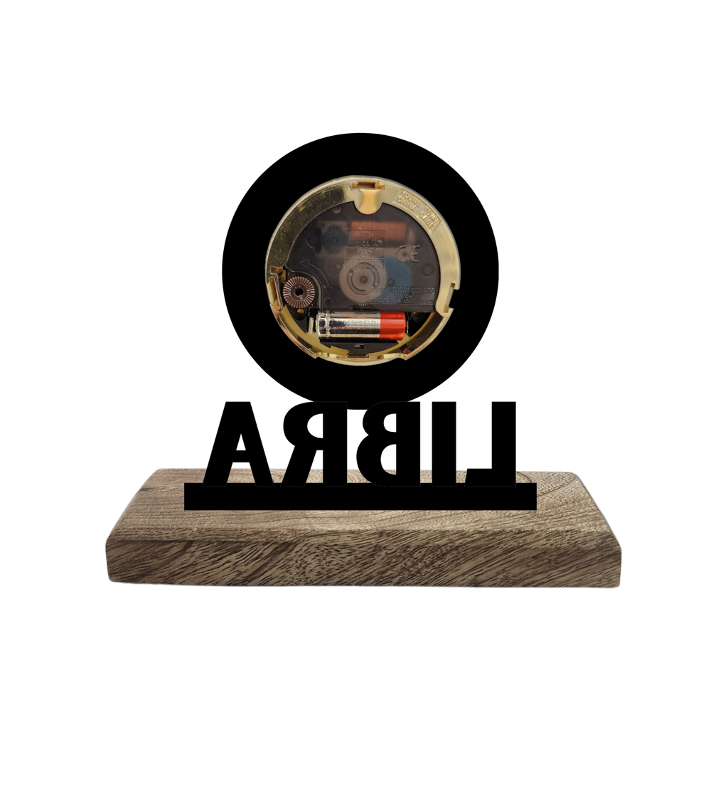Libra Sun Sign Black Table Clock