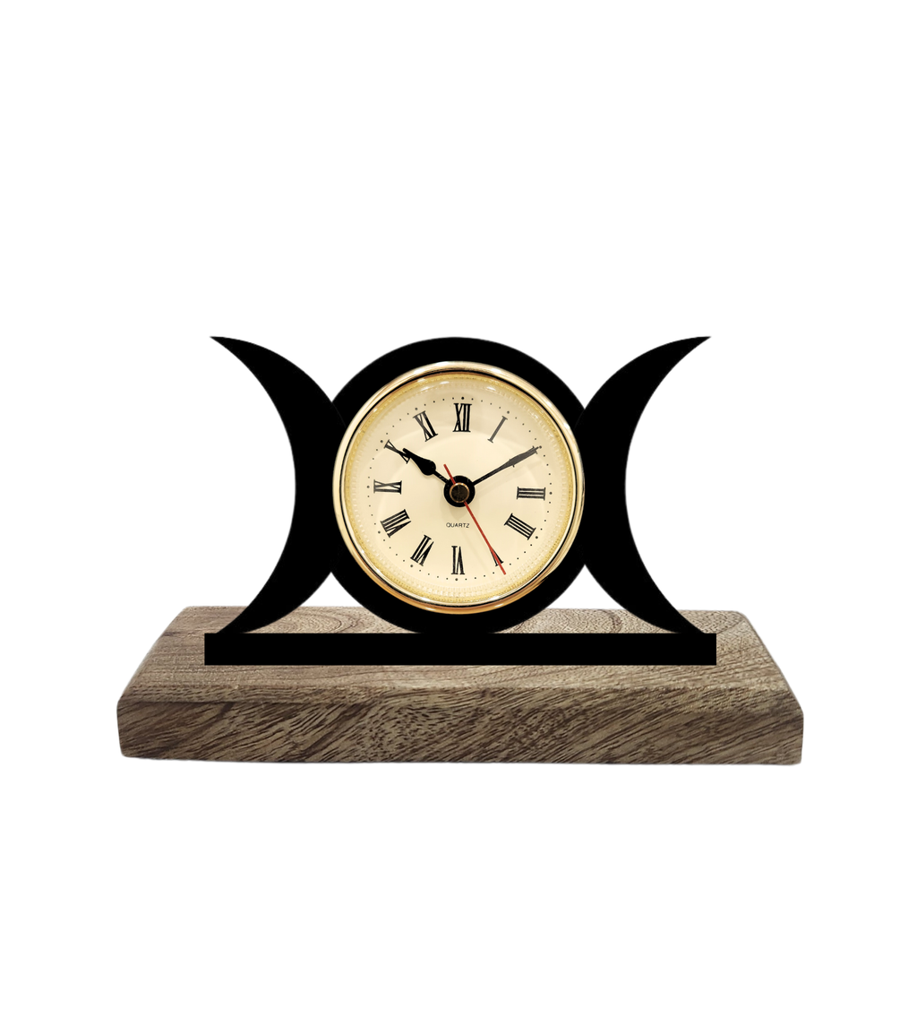 Moon Phases Black Table Clock