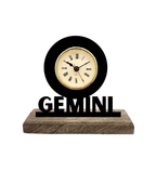 Gemini Sun Sign Black Table Clock