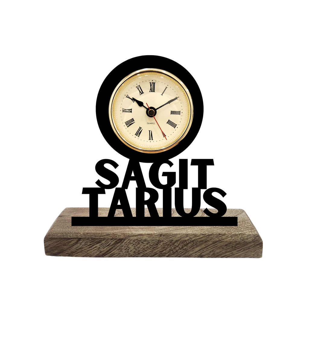 Sagittarius Sun Sign Black Table Clock
