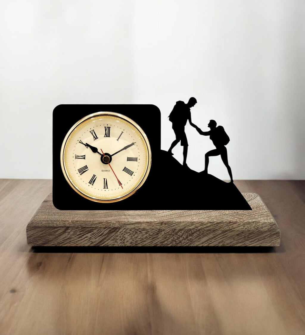 Hardwork and Support Black Table Clock