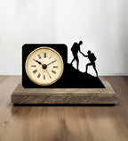 Hardwork and Support Black Table Clock