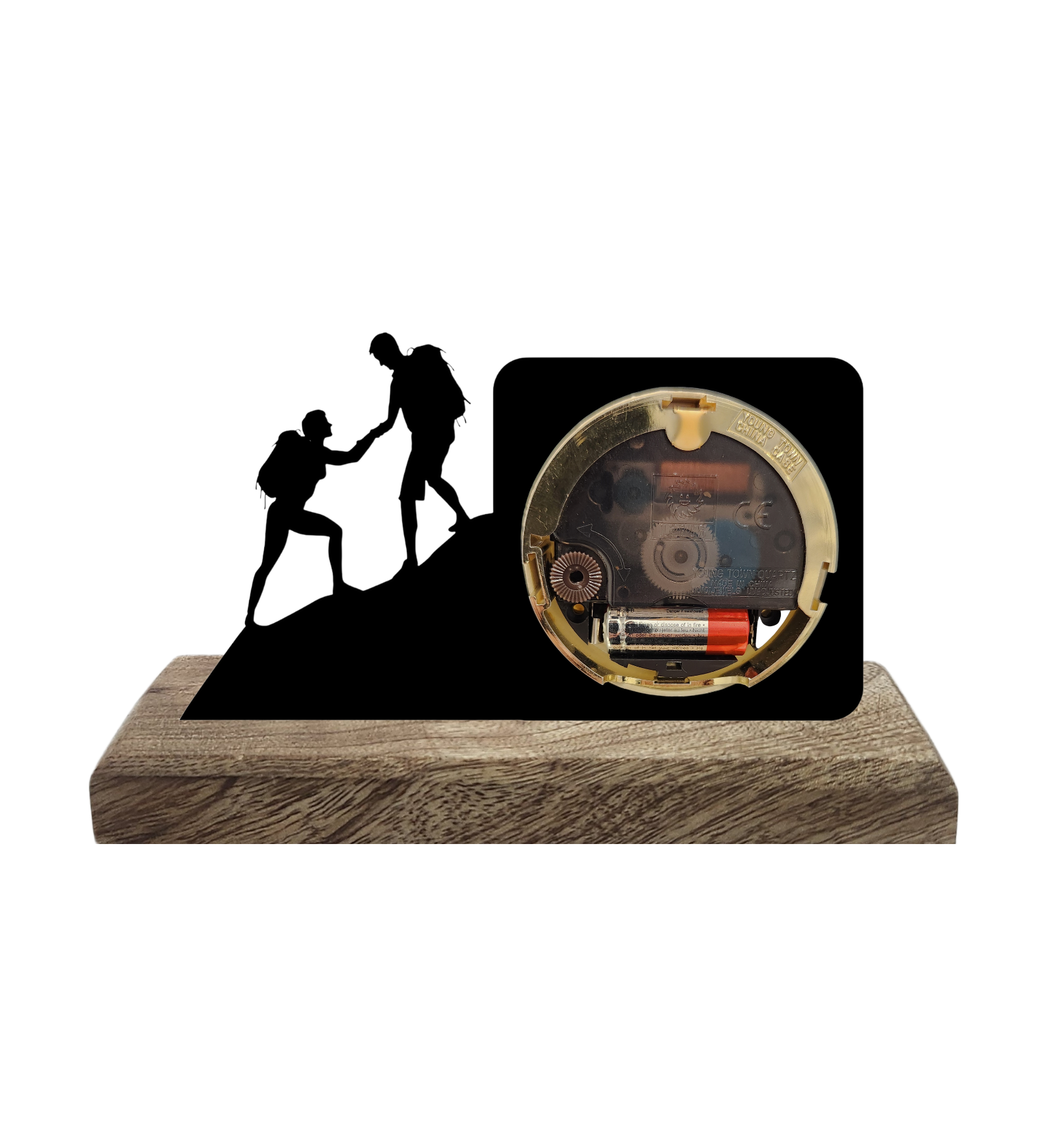 Hardwork and Support Black Table Clock