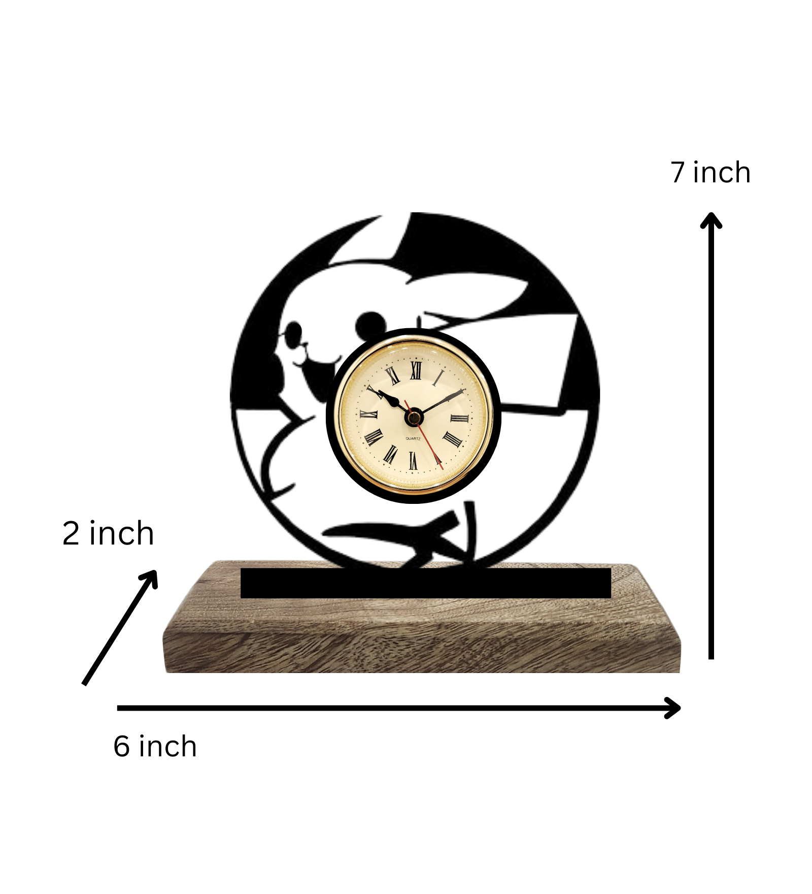 Pikachu Pokemon Black Table Clock