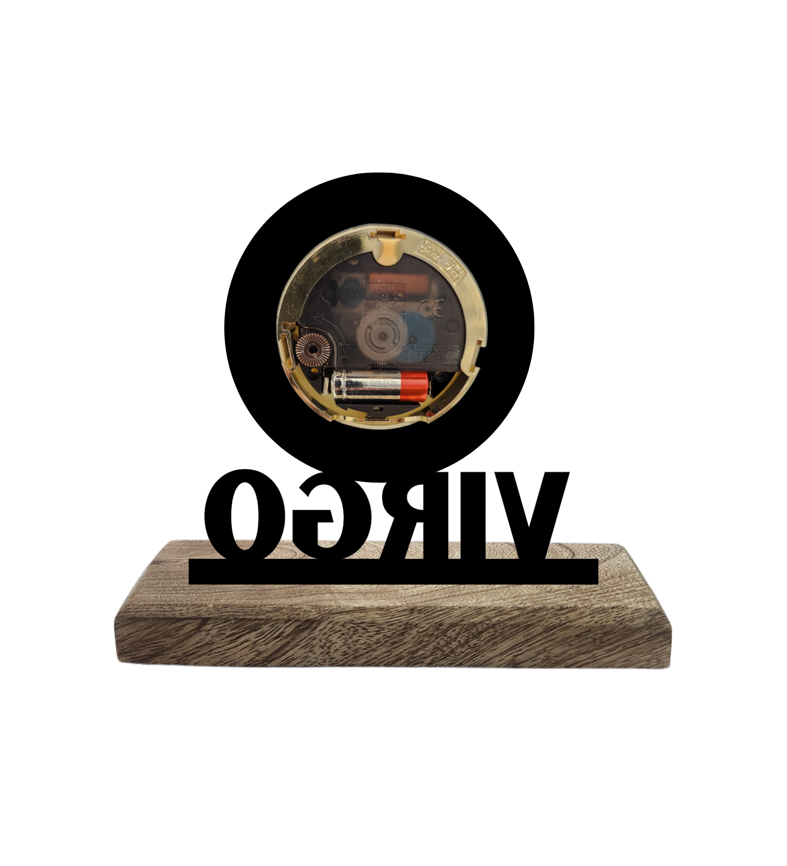 Virgo Sun Sign Black Table Clock