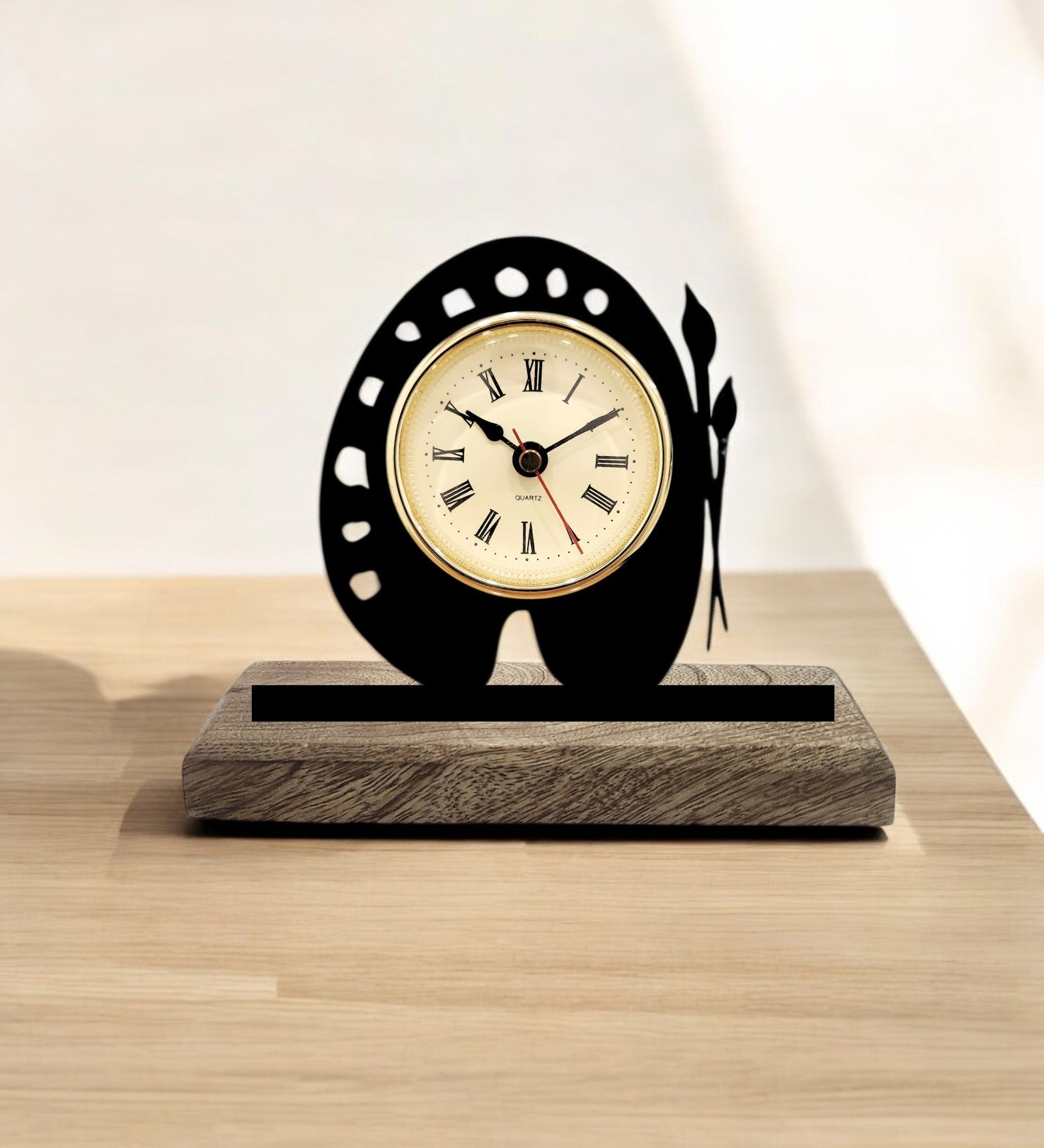 Artist Palette Black Table Clock
