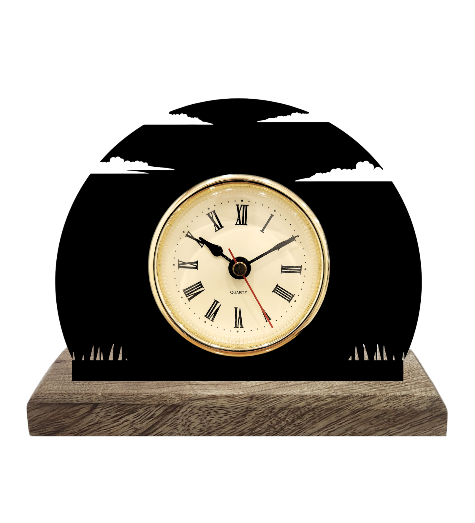 Scenery Landscape Black Table Clock