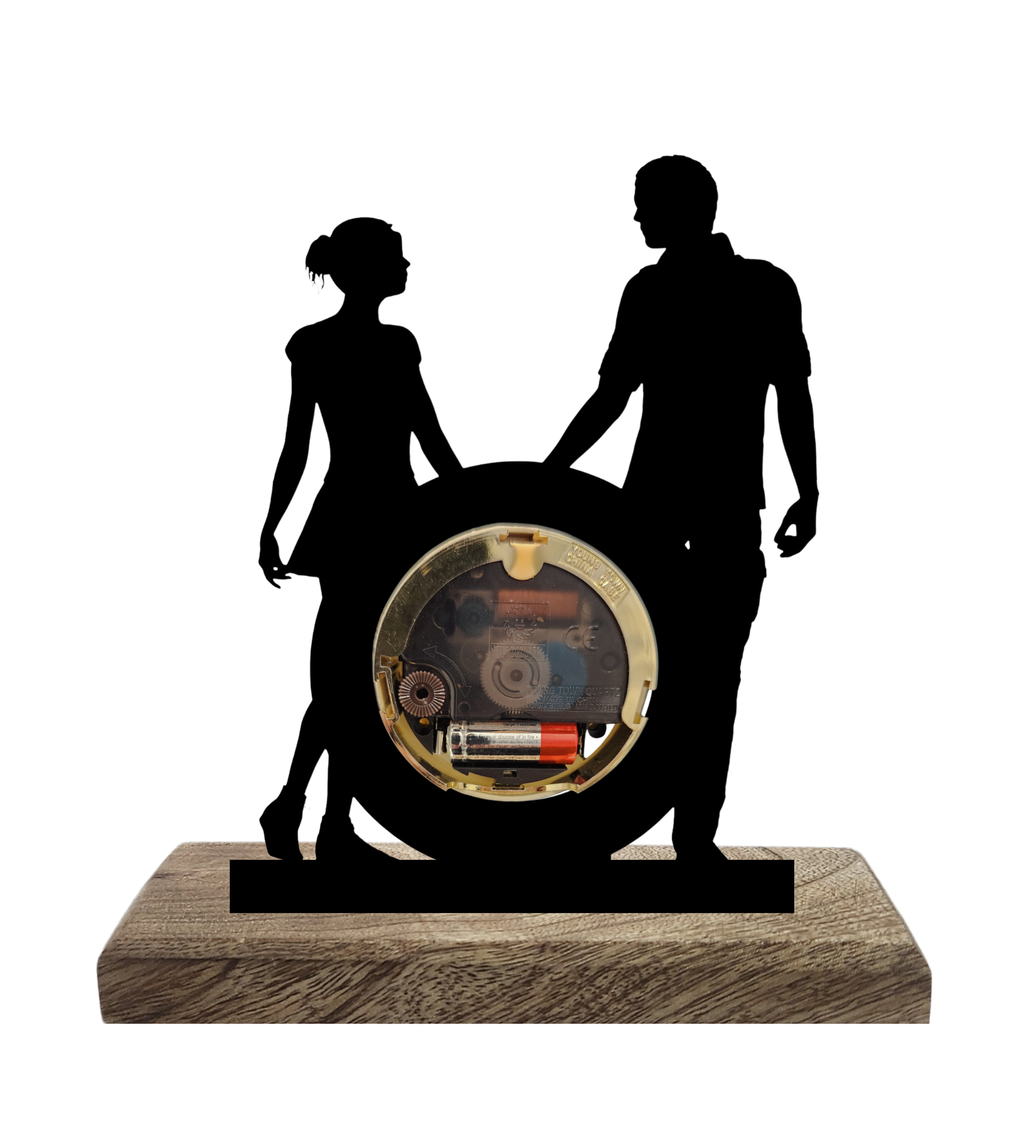 Engaged Couple Black Table Clock