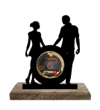 Engaged Couple Black Table Clock