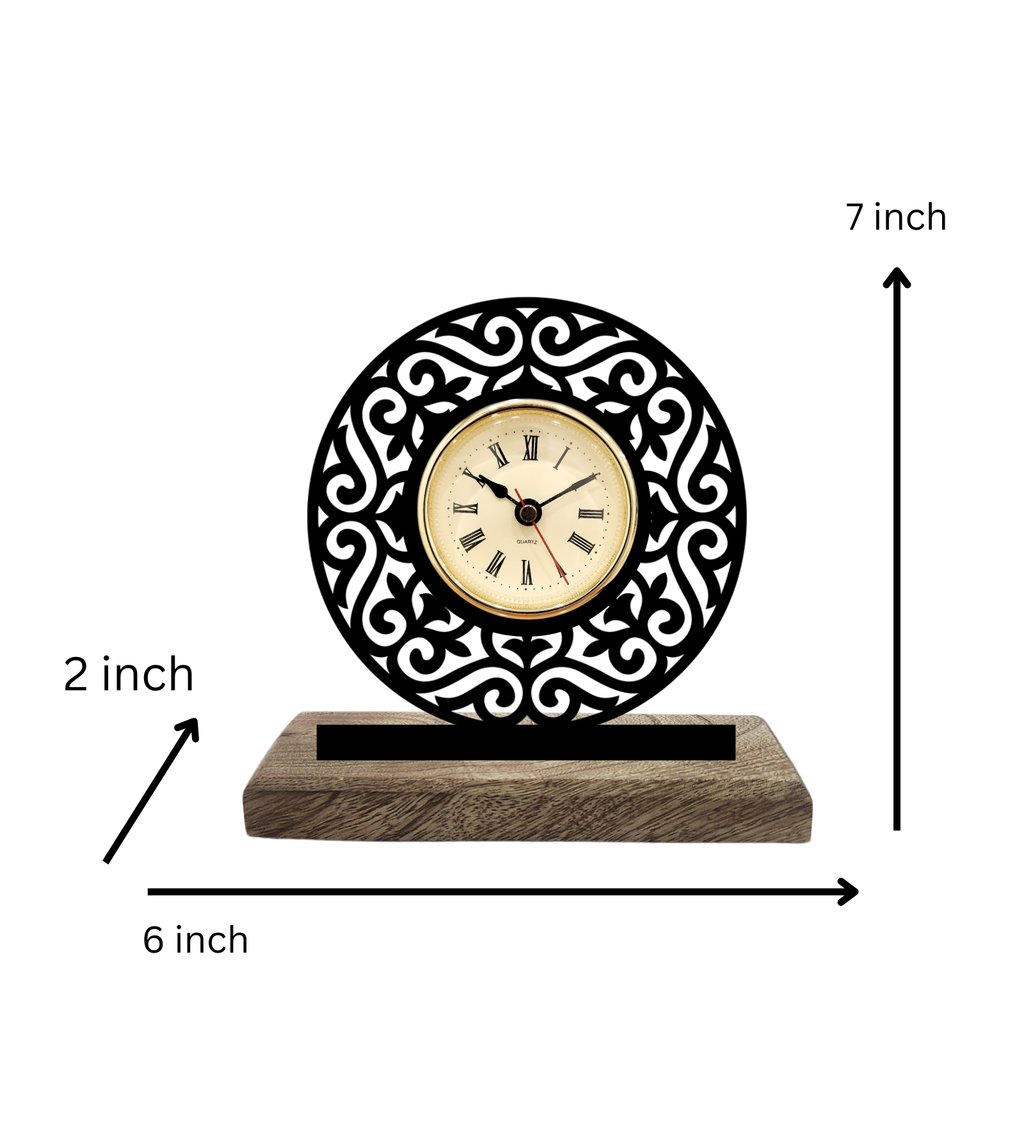 Round Aesthetic Black Table Clock