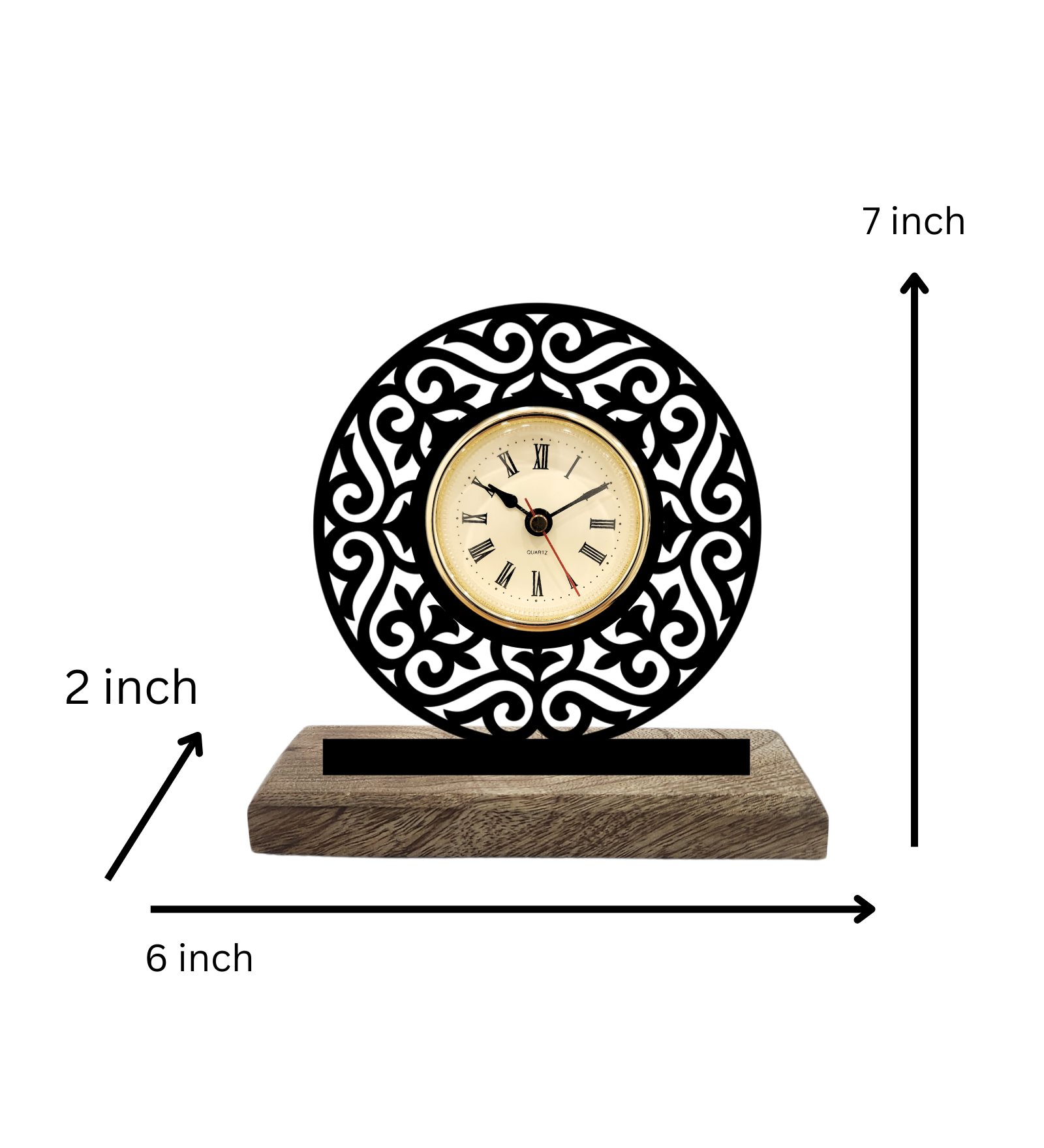 Round Aesthetic Black Table Clock