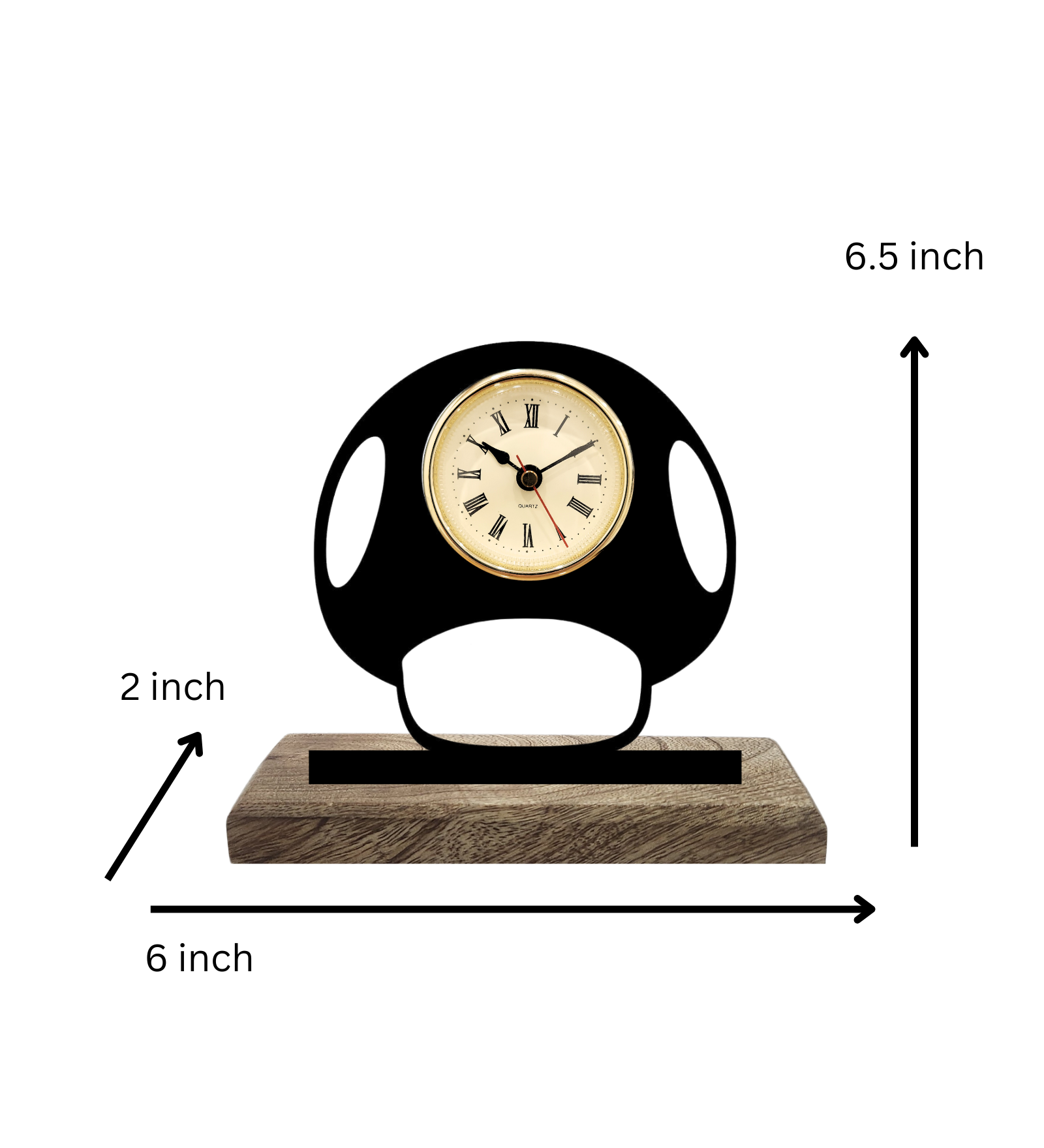 Mushroom Super Mario Black Table Clock