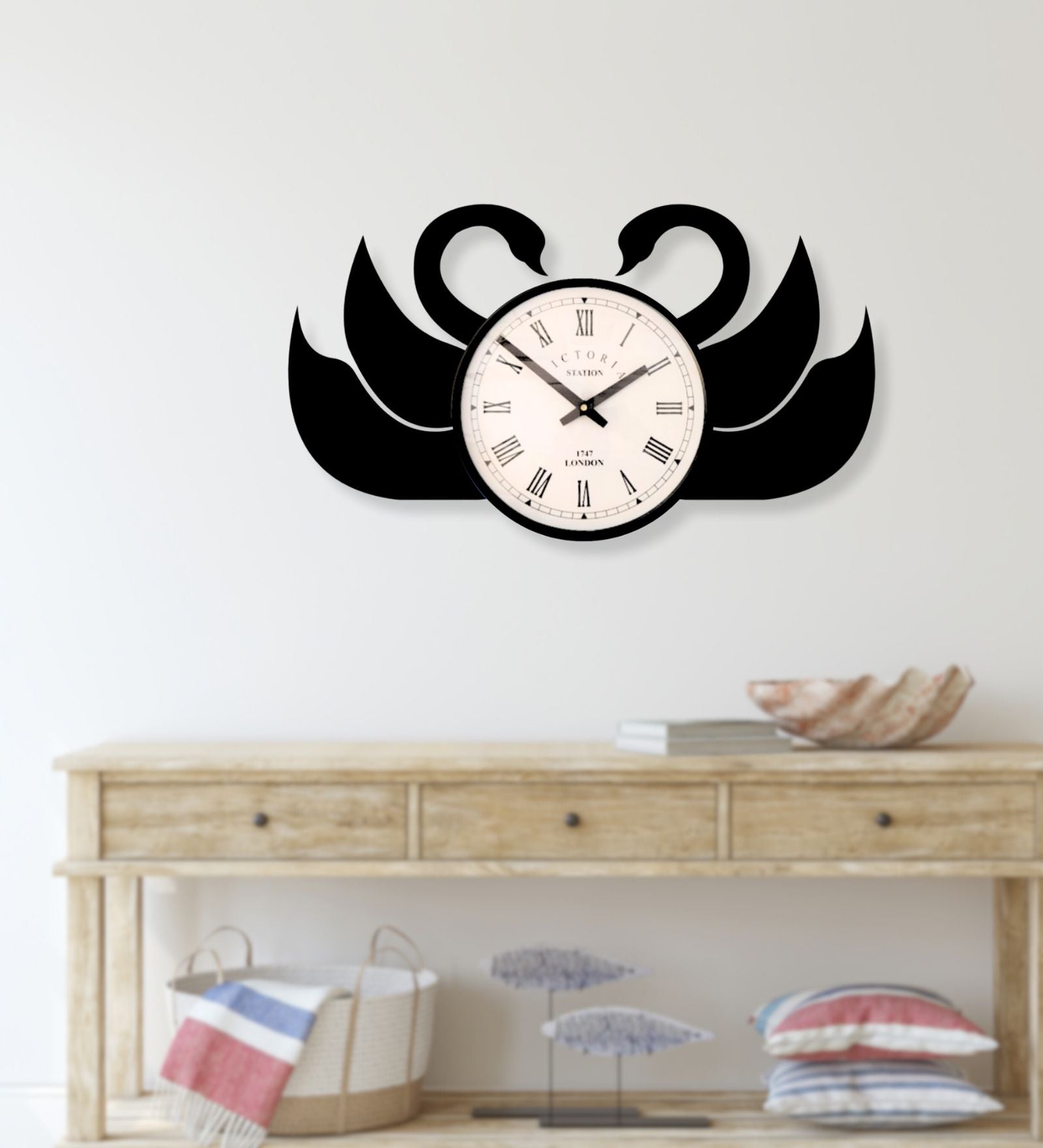 Swan Pair Wall Clock