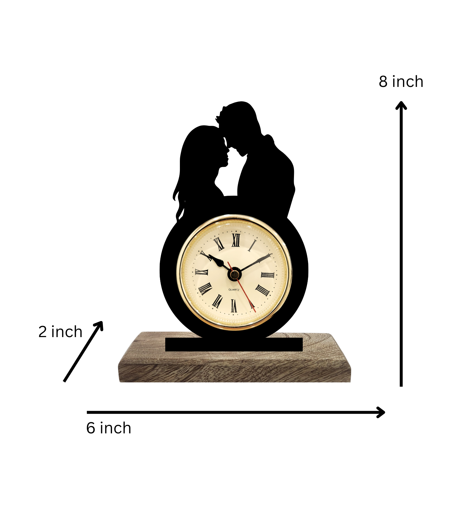Couple embrace Black Table Clock