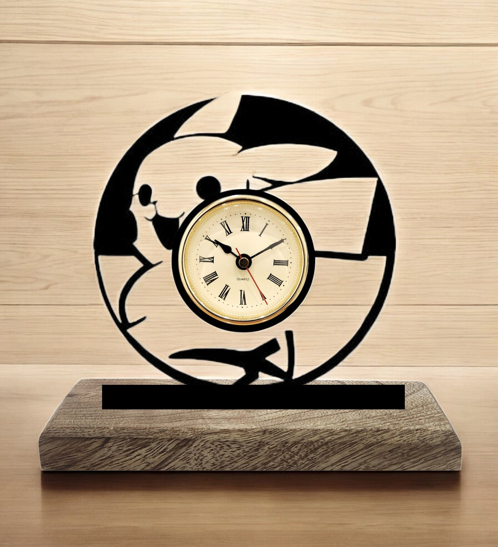 Pikachu Pokemon Black Table Clock