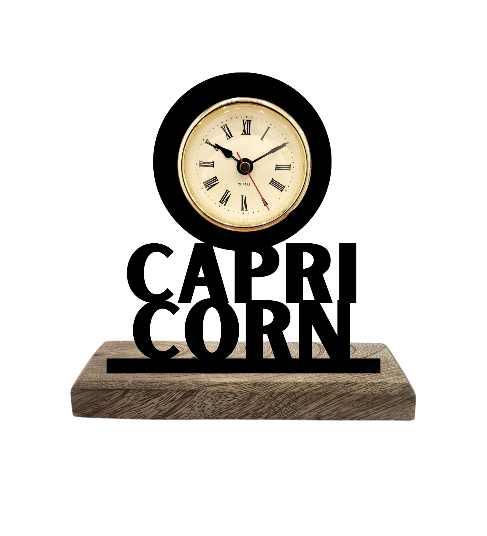 Capricorn Sun Sign Black Table Clock