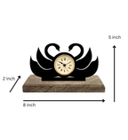 Swan Pair Black Table Clock