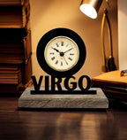 Virgo Sun Sign Black Table Clock