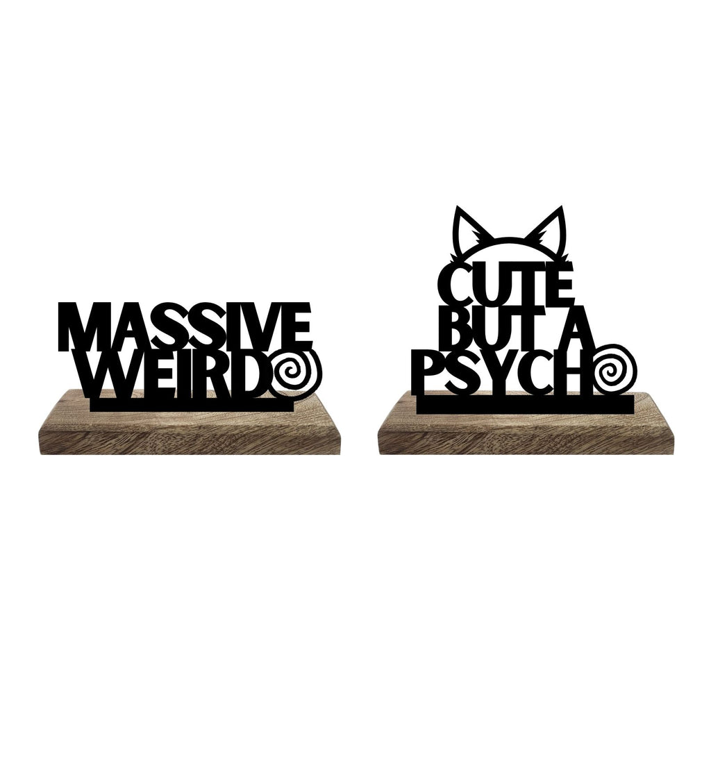 Eccentric & Adorable Psycho-Chic Set of 2 Table Décor