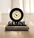 Gemini Sun Sign Black Table Clock
