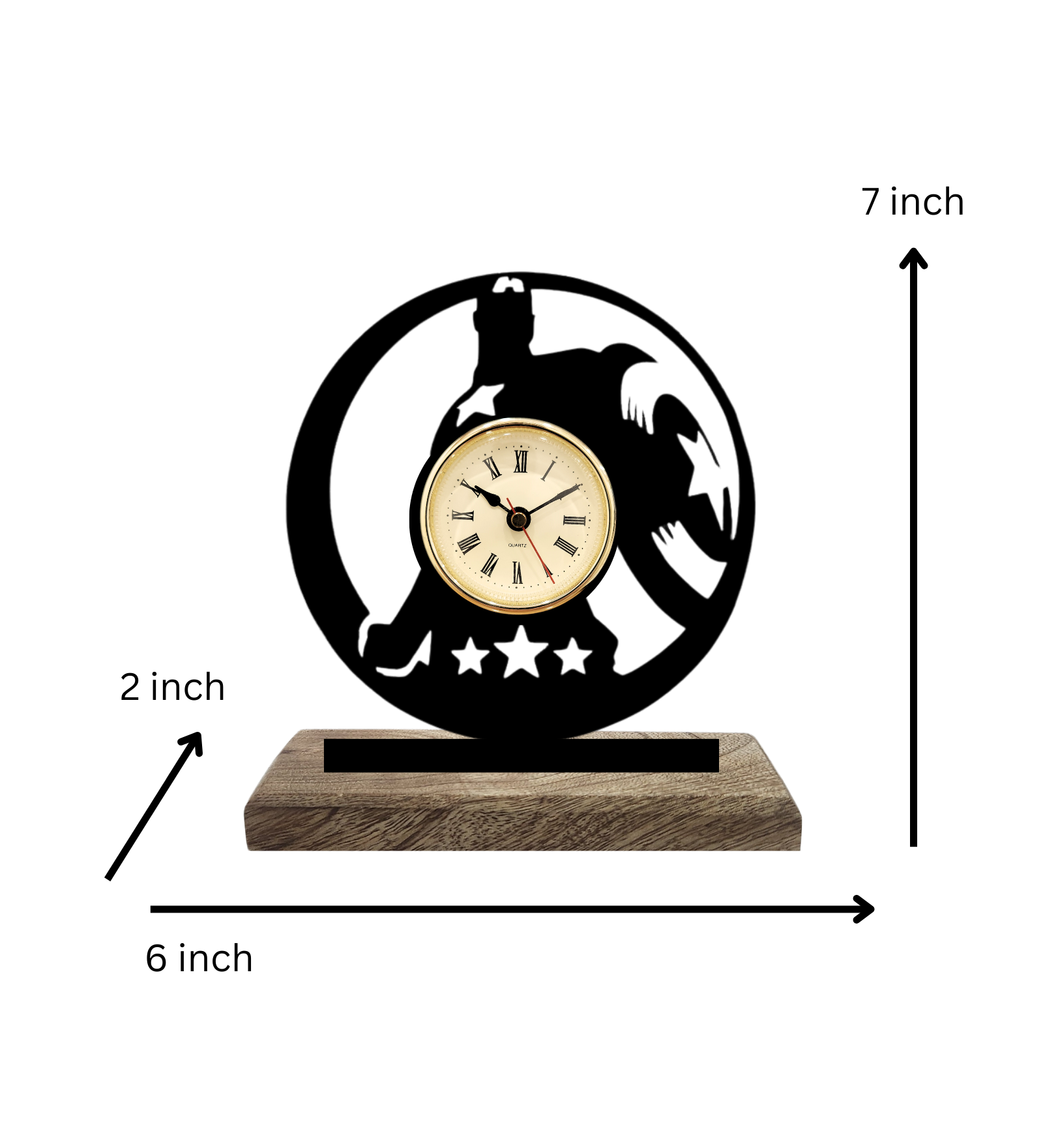 Captain America Marvel Black Table Clock